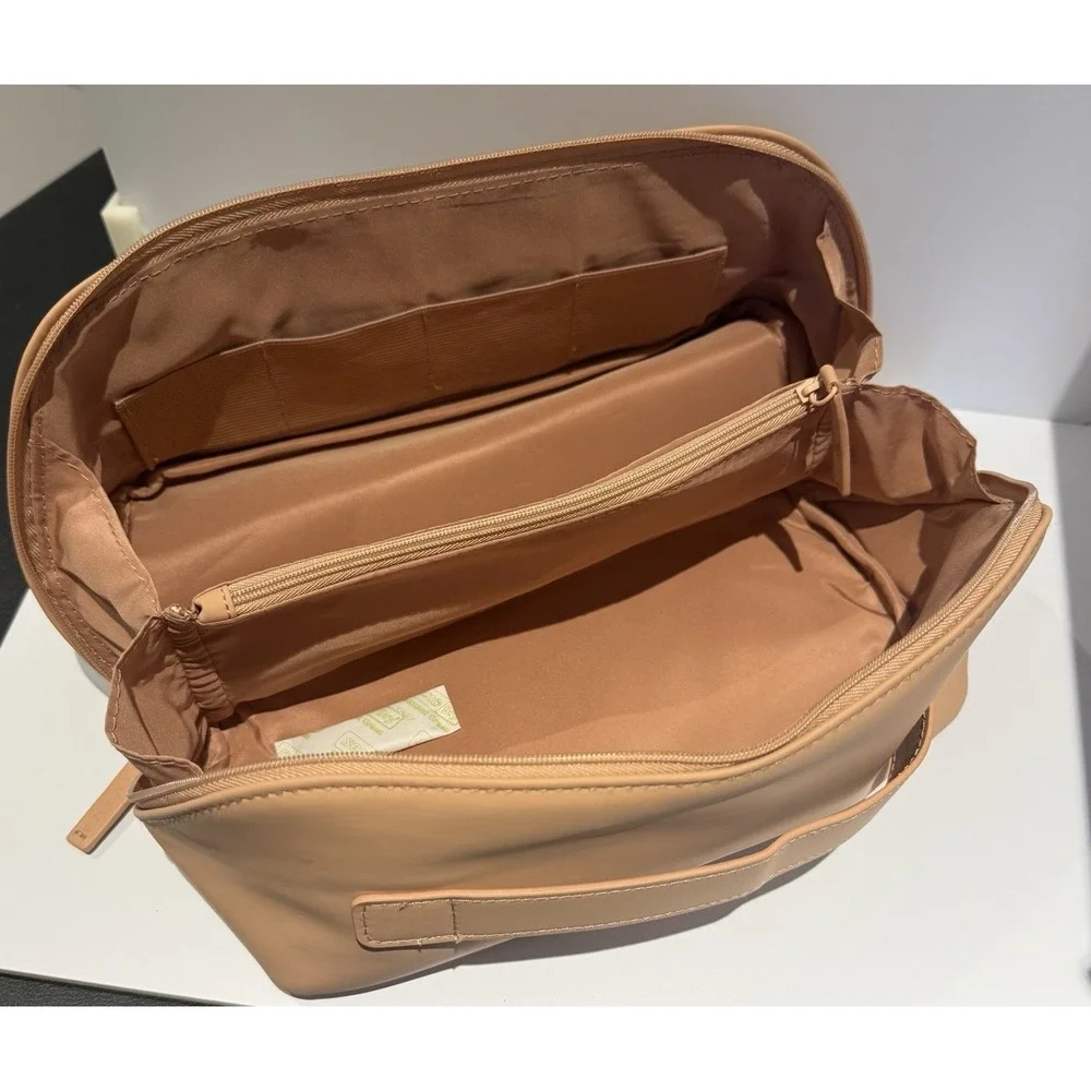 KAYALI Large Nude Beige Cosmetic Makeup Travel Organizer Toiletry Bag Case